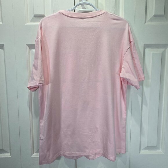 New Pink Love Cow Print Casual Oversized T-Shirt – Size Small - Picture 2 of 6